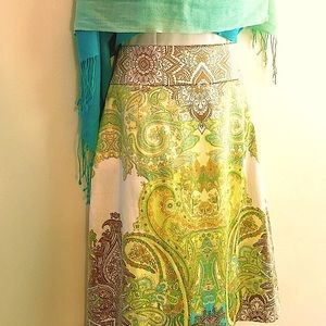 Antonio Melani Turquoise, Green & White Skirt